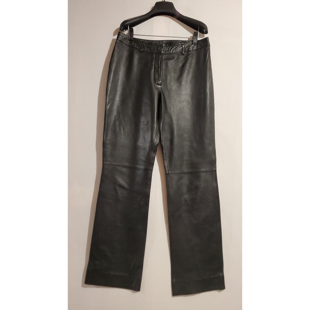 Vtg 90s Y2K 111 State Leather Straight Leg Pants Womens Size 10 Black Biker Moto